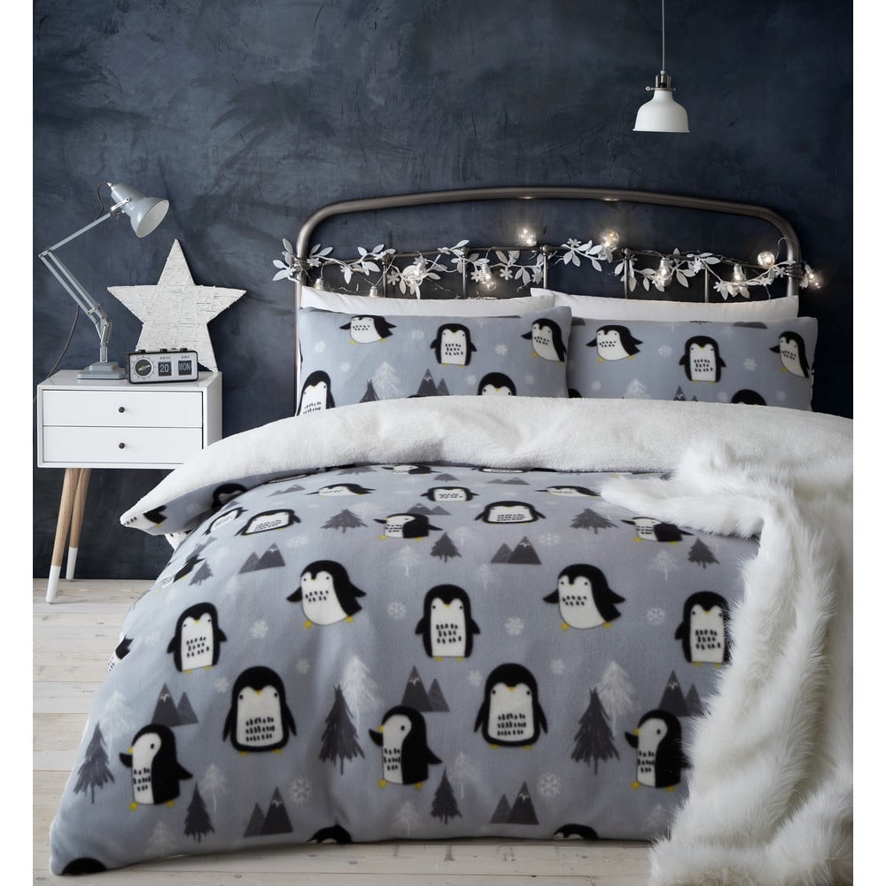 Mikroplyšové obliečky s motívom tučniaka Catherine Lansfield 135 x 200 cm