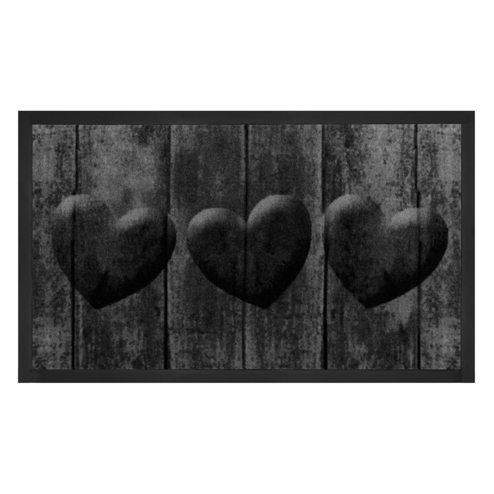 Sivá rohožka Hansa Home Hearts 45 × 75 cm