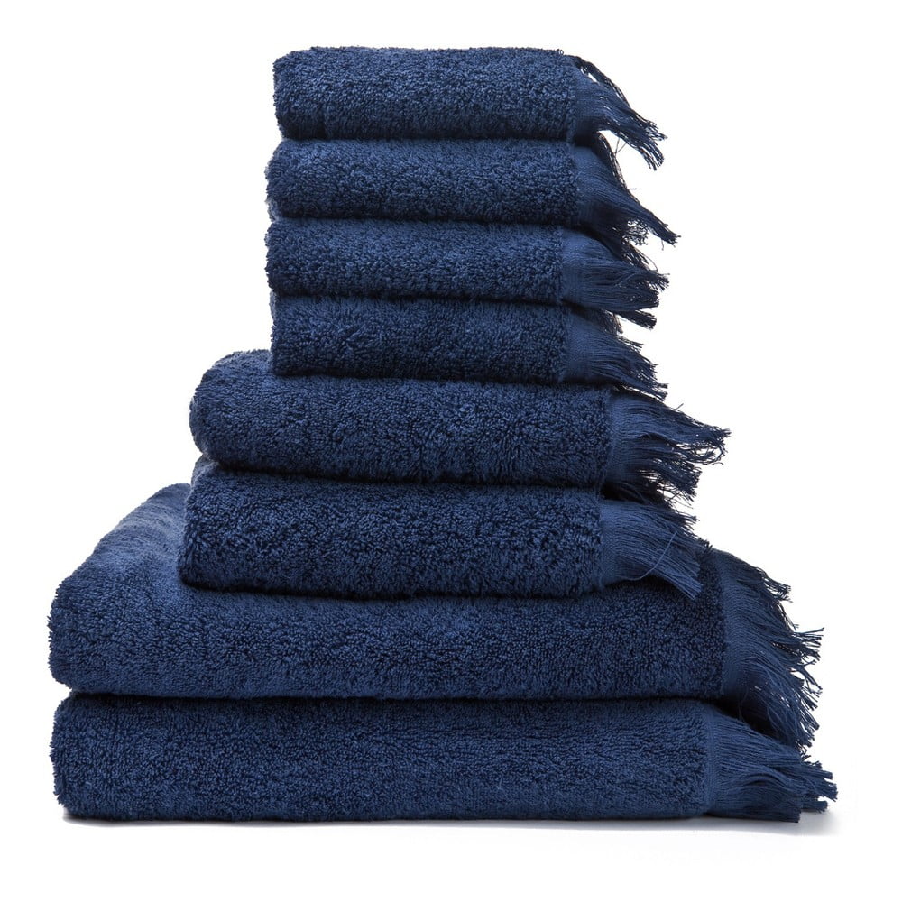 Súprava 6 modrých uterákov a 2 osušiek zo 100  bavlny Bonami Selection
