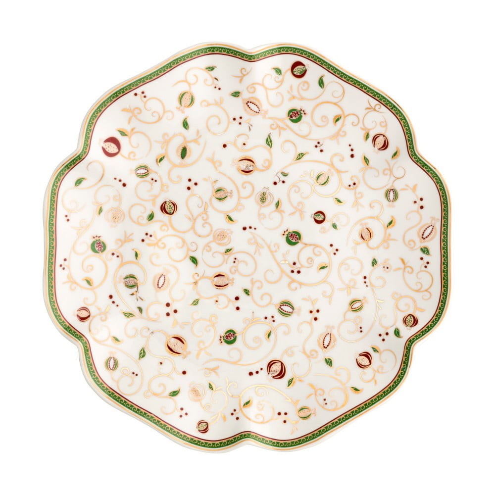 Biely servírovací tanier s vianočným motívom Brandani Tempo di Festa ⌀ 31 cm