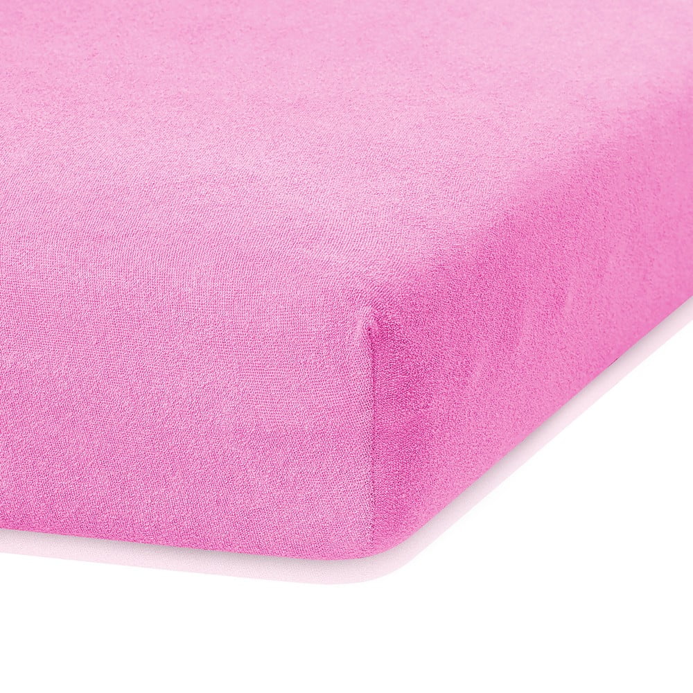 Ružová elastická plachta s vysokým podielom bavlny AmeliaHome Ruby 200 x 80-90 cm