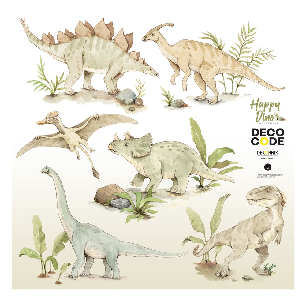 Súprava detských nástenných samolepiek s dinosaurími motívmi Dekornik Happy Dino 100 x 100 cm