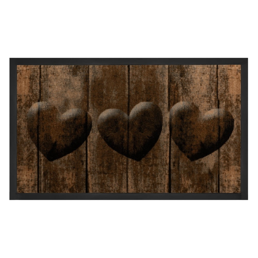 Hnedá rohožka Hansa Home Hearts 45 × 75 cm