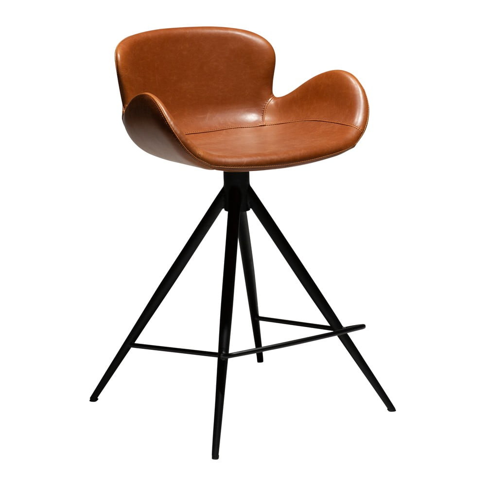 Koňakovohnedá barová stolička z imitácie kože DAN–FORM Denmark Gaia výška 87 cm