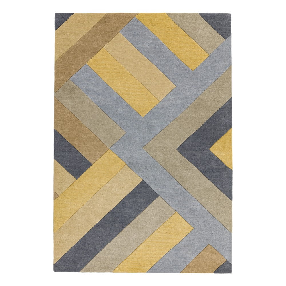 Sivo-žltý koberec Asiatic Carpets Big Zig 160 x 230 cm