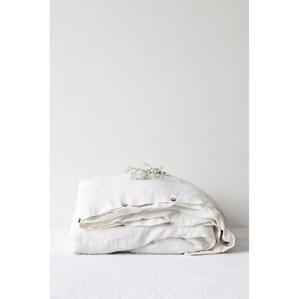 Biela ľanová obliečka na perinu Linen Tales 200 x 200 cm