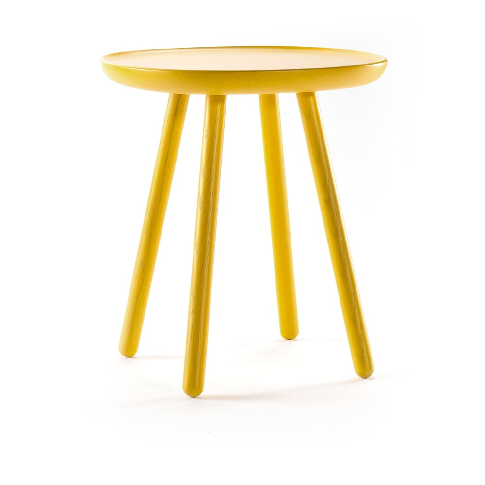 Žltý odkladací stolík z masívu EMKO Naïve ⌀ 45 cm